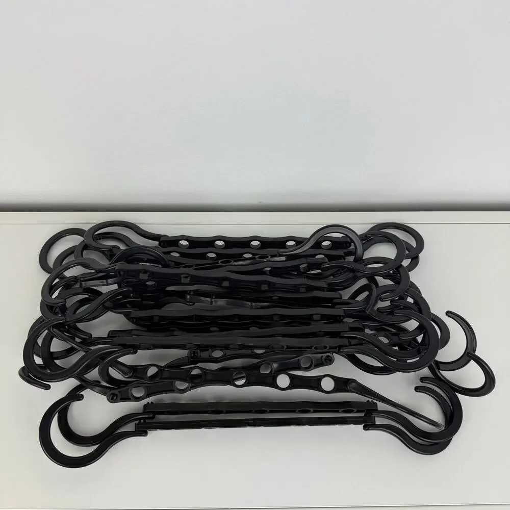 Six Hole Space Saver 9 1/2” Plastic Closet Black Organizer Hangers 19 Pieces